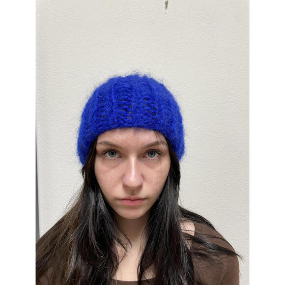 Maiami Berlin Mohair Knit Beanie Blue Pom One Size main image 2